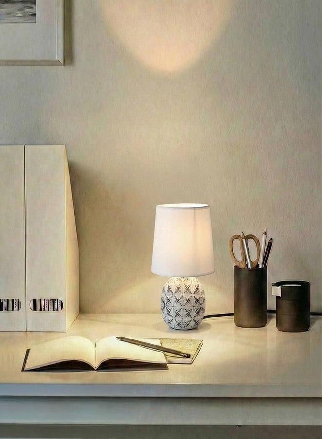 Decor & More Modern Ceramic Base Bedside LED Table Lamp | Table Lamps for Home Decoration and Bedroom Decor with On/Off Button | Night Lamp with Cotton Fabric Shade (Bulb not Included), White - Image 4